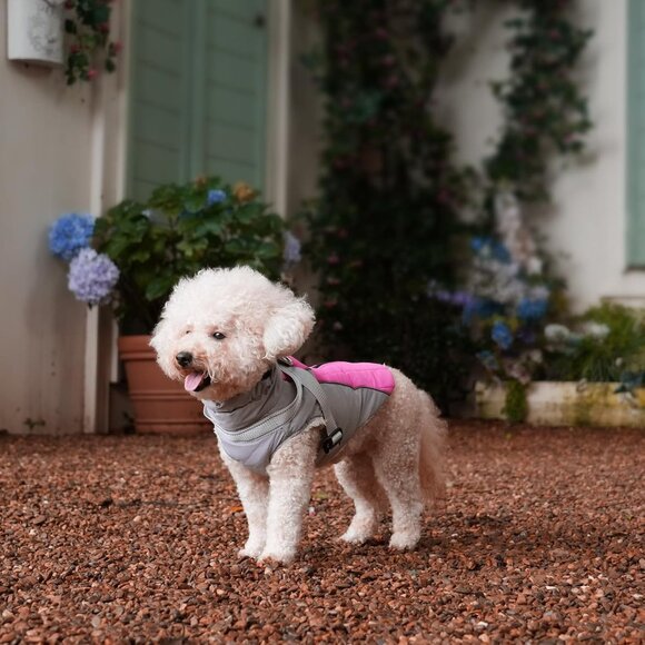 Fleece Dog Coat with Harness Jacket Warm Winter Vest for Small Dogs M XL - Picture 7 of 8